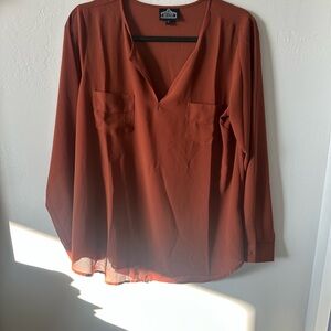 Angie Rust V-Neck Blouse